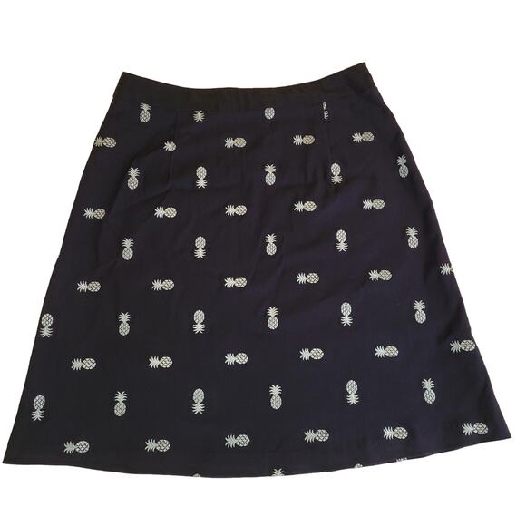 Margaret M Women's Pull On Skirt Stretch Navy  Pineapple Embroidered Size Small - Picture 2 of 8
